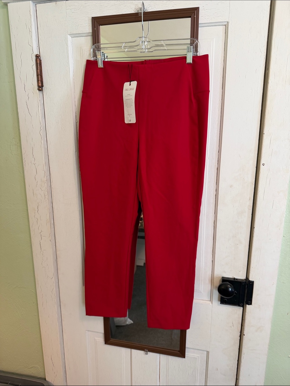 CAbi Red Pull-On Cropped Ponte Pants